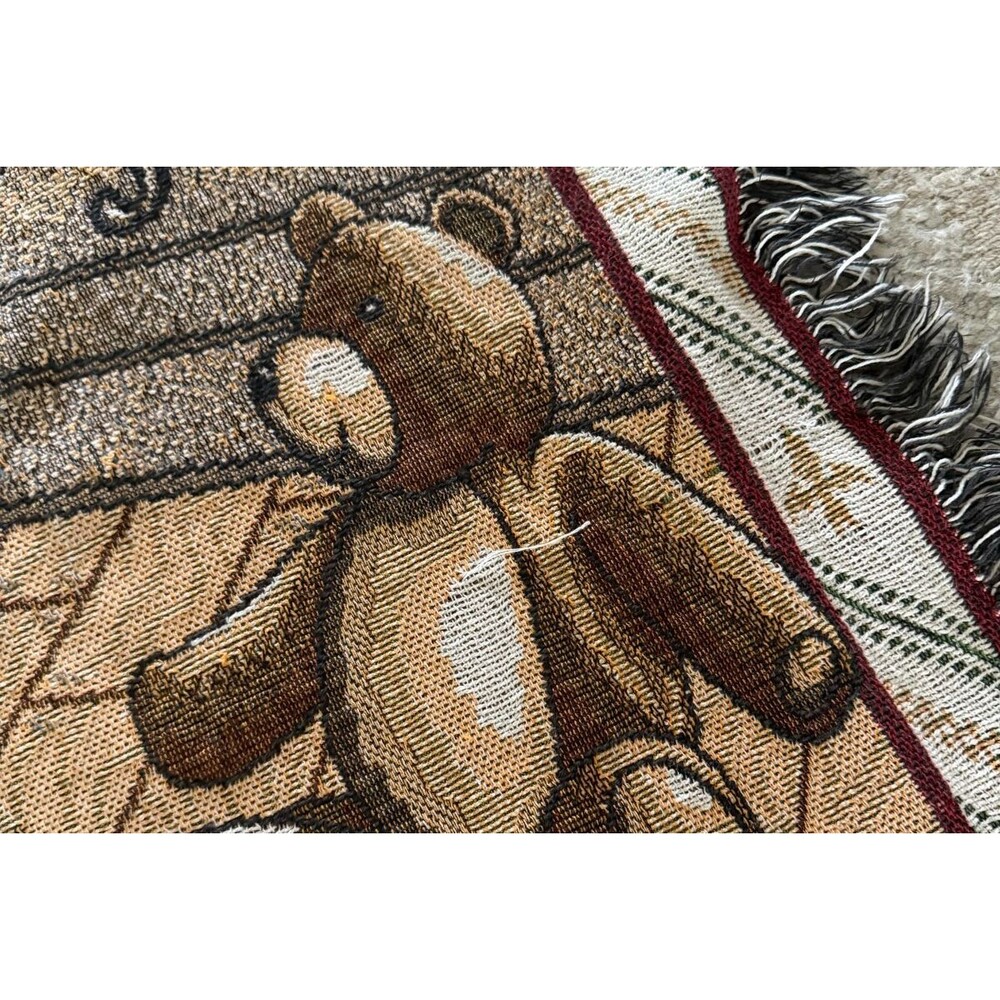 Teddy Bears by Fireplace Woven Tapestry Afghan Throw Blanket Dalmatian 66 X 46 - Picture 8 of 8